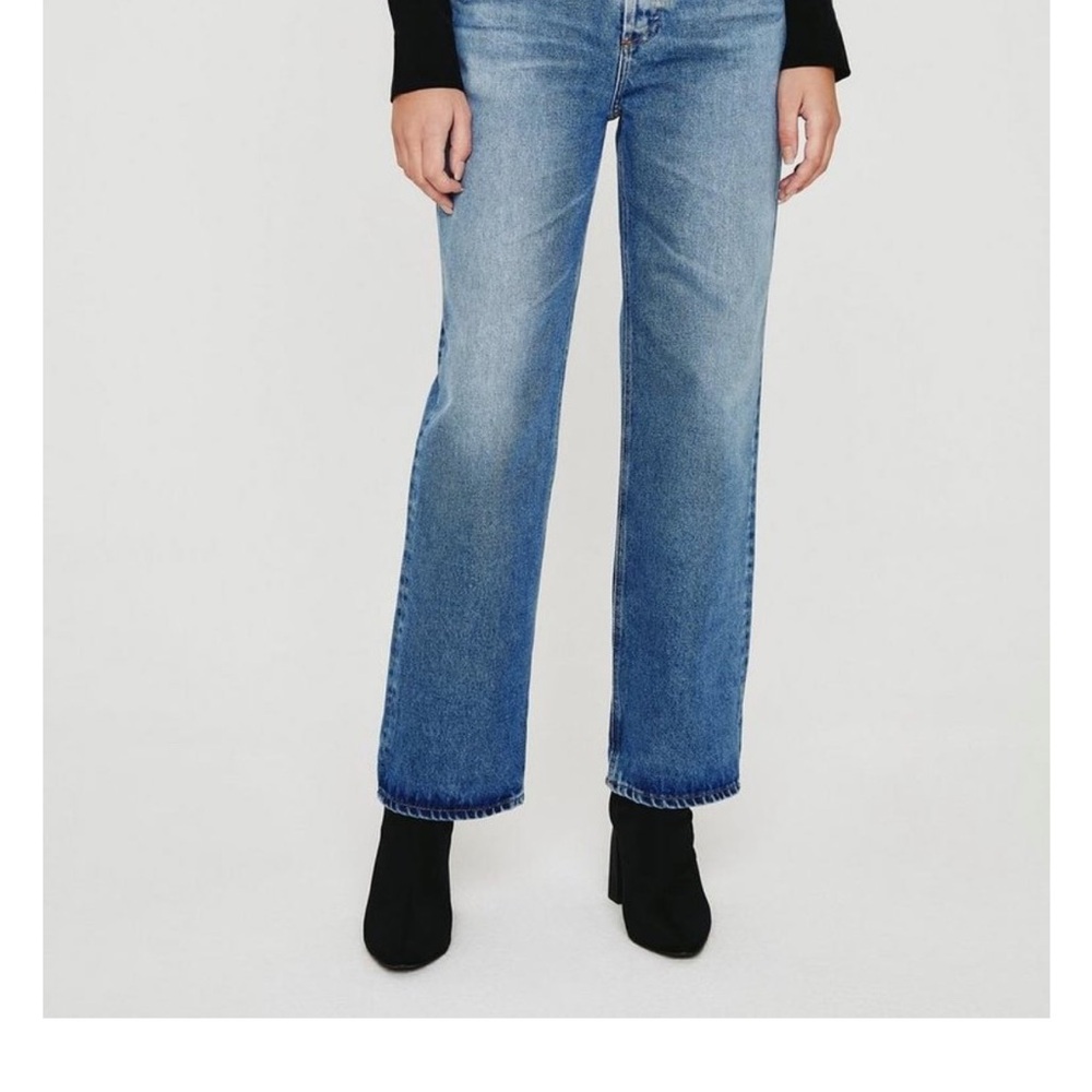 AG Adriano Goldschmied Size 27 Blue Button Fly Straight Leg Jeans